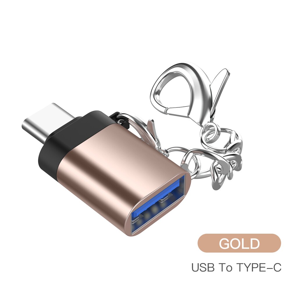Adaptateur micro usb type-c 3.0 OTG, convertisseur de données de Charge, pour Samsung S9 S8 Huawei P20 Pro Macbook: Iron chain gold