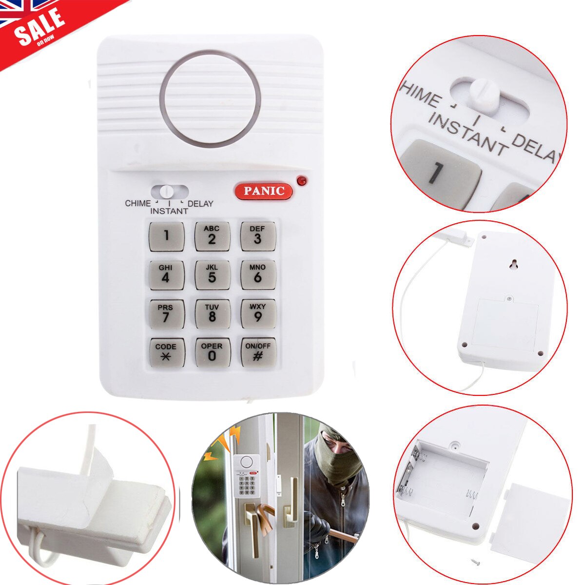 Loud Wireless Door Alarm Security Pin Panic Keypad For Home Office Garage Shed​ Door Security Alarm Home Security