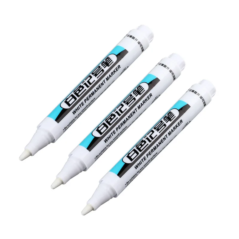 Białe pisaki 0,7/1,0/2,5 mm Wodoodporne, oleiste, trwałe markery robić drewna, kamienia, tworzywa sztucznego, skóry, szkła, metalu, ceramiki: Jasno szary