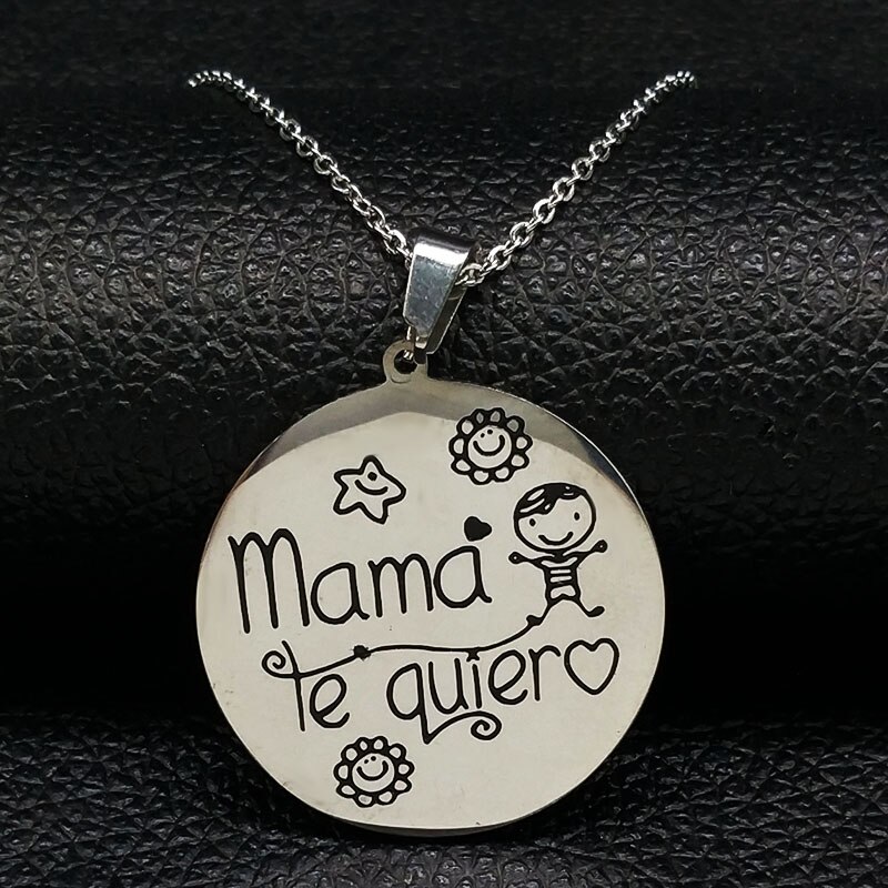 Collar de acero inoxidable con grabado de la Abuela de la familia, Gargantilla, , joyería para mujer: mama boy