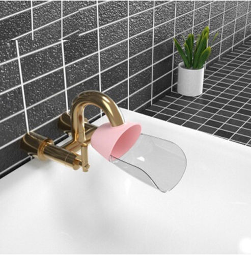 Tap Extension Device Bath Water Faucet Extender Kid Cartoon Hand Washing Guider Silicone Spout Cover Kids Bath Safety Protector: Pink