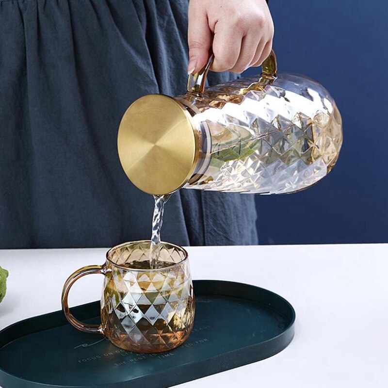 54Oz Glass Pitcher with Lid Iced Tea Pitcher Water Jug Cold Water Ice Tea Wine Coffee Milk and Juice Beverage Carafe