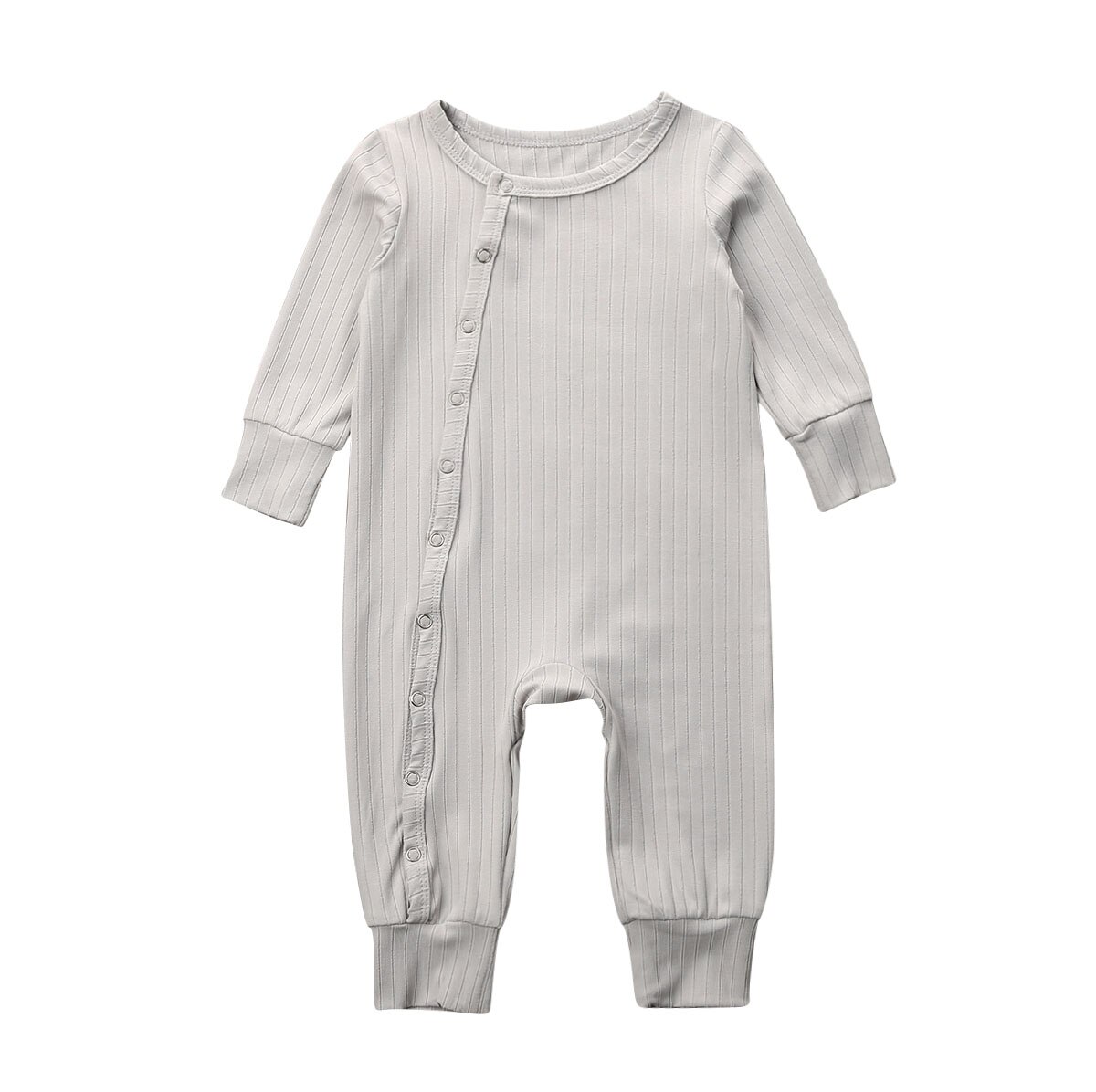 Baby Spring Autumn Clothing Newborn Kid Baby Girl Boy Clothes Long Sleeve Romper Jumpsuit Ribbed Solid Outfit Playsuits: Gray / 6M