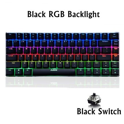Ajazz AK33 82 clé alliage panneau USB filaire rétro-éclairage mécanique jeu clavier bleu/noir axe avec câble détachable: OPTION 7