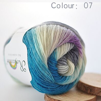 100% Wol Garen Regenboog Kleur Voor Hand Breien Haak Hand-Geweven Dikte Wollen Garen Wollen Garen Haken Sjaal Draad: 07