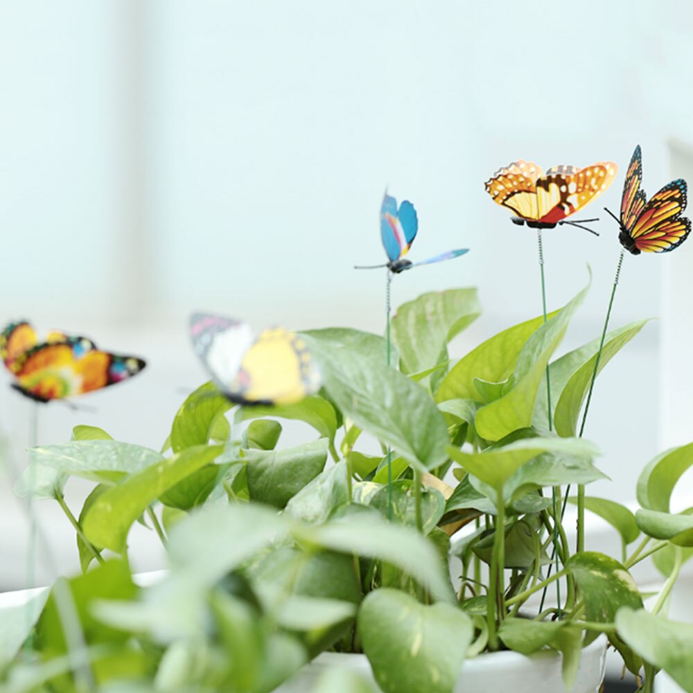 Lawn Decoration 15PCS Garden Art Artificial Insect Butterfly Garden Decor Lifelike Plastic 3D Flowerpot 3D Flowerpot Home Decor