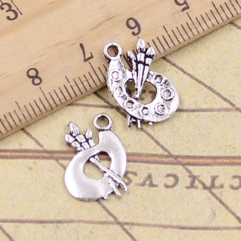60pcs Charms plate watercolor paint tray 16x12mm Tibetan Silver Pendants Antique Jewelry Making DIY Handmade Craft for Necklace