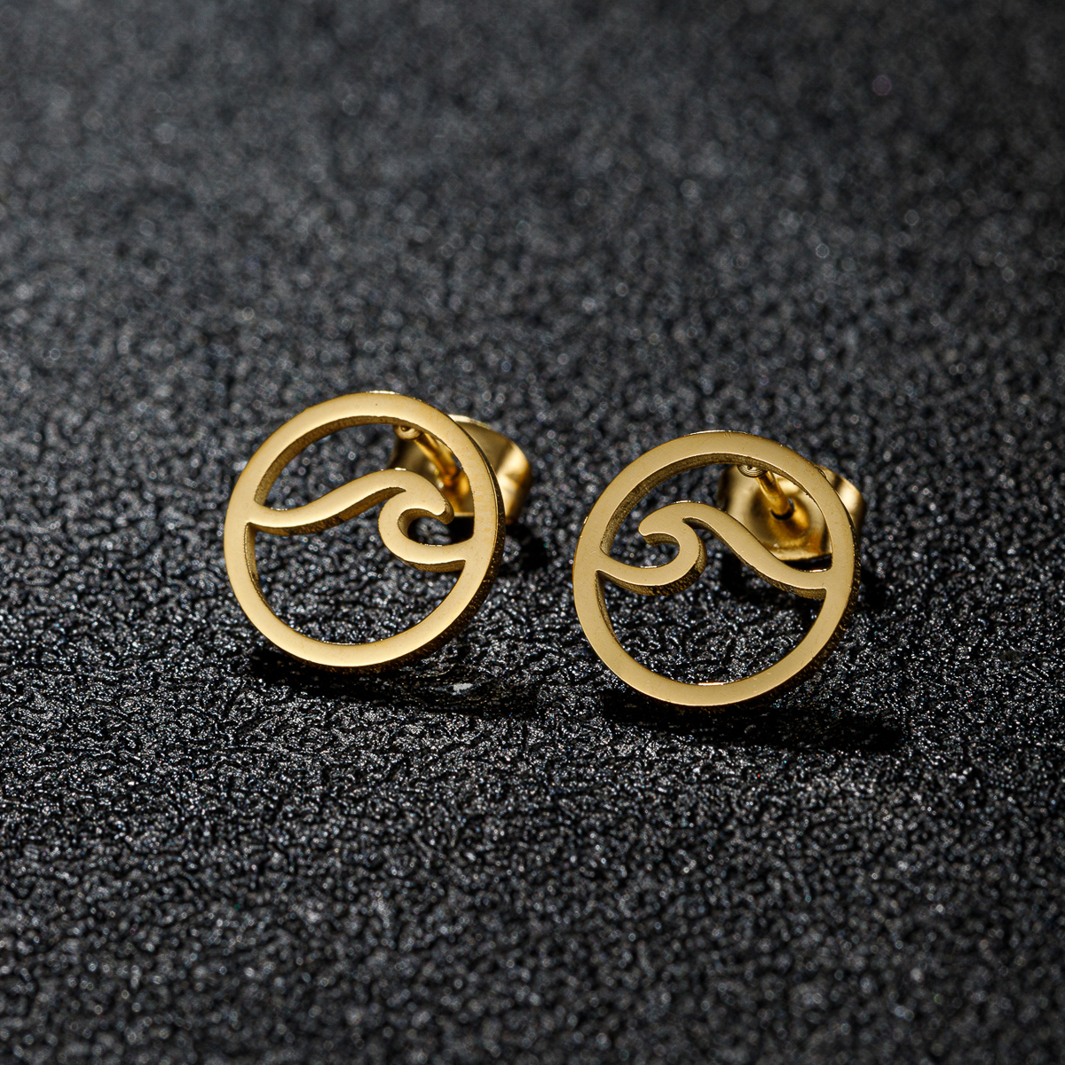 Simple Round Sea Wave Women'S Cartilage Earings Geometric Ocean Surf Stainless Steel Ear Piercing Stud Earrings Jewelry