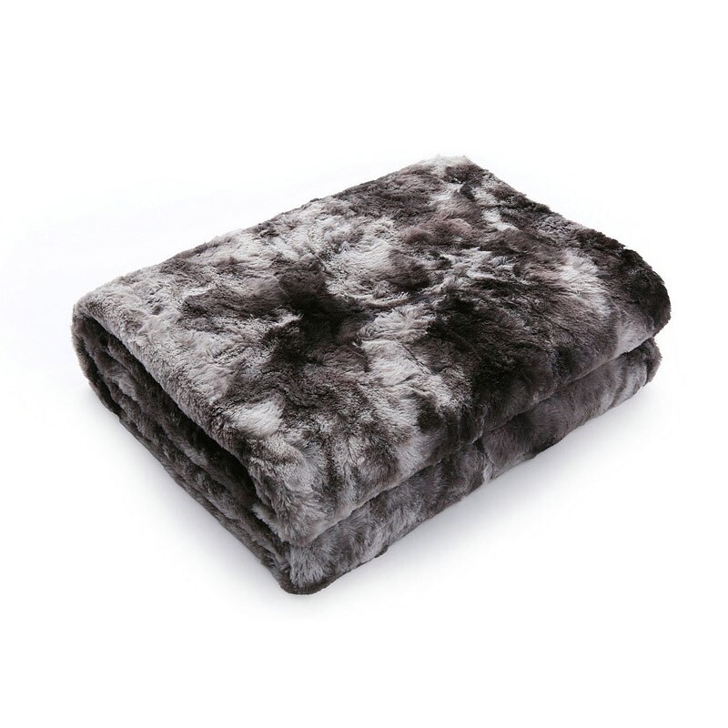 Shaggy kaste tæppe blødt lang plys sengetæppe tæppe fluffy faux pels sengetæppe tæpper til senge sofa sofa: Sort