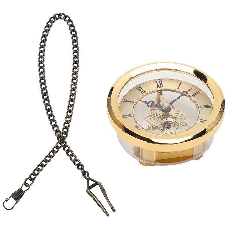 Antieke Vintage Zakhorloge Ketting Brons & Toy Prop Diy Metalen 103Mm Ingebouwde Klok Insert Transparante Klok diy