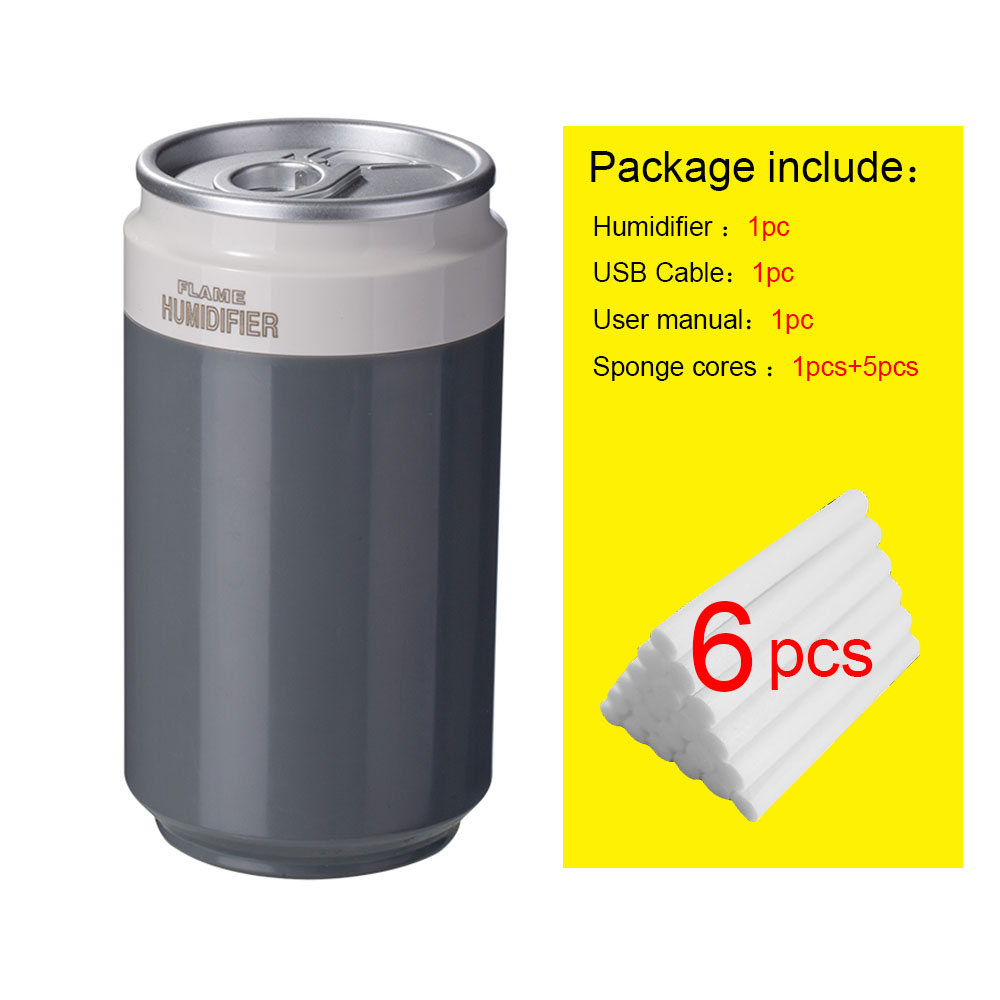Bezprzewodowy nawilżacz powietrza sypialnia Mini wyciszenie ultradźwiękowy generator pary USB dyfuzor oczyszczacz 800mAh Rechargeabl generator chłodnej mgiełki do samochodu: Grey-6sponge core