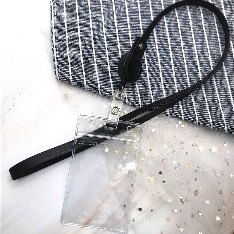 Transparent Staff Identification Name Badge ID Card Access Exhibition Card With Neck Straps Accessories Badges Set Lanyard
