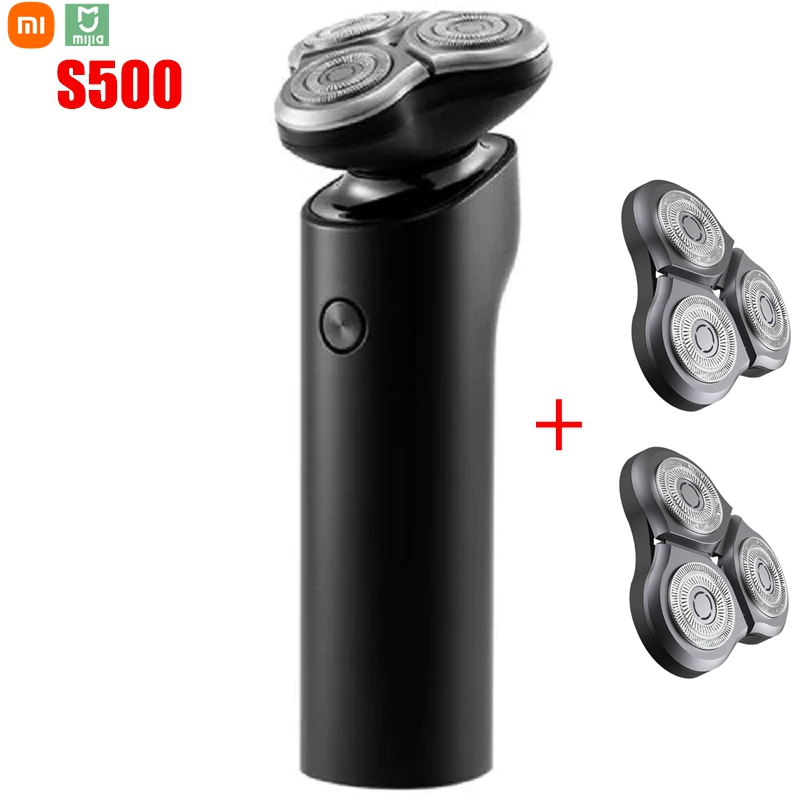 Xiaomi mijia, barbeador elétrico original, barbeador s500, 3 cabeças, máquina de barbear a seco ou úmido, aparador de barba, lâmina lavável, visor led limpo