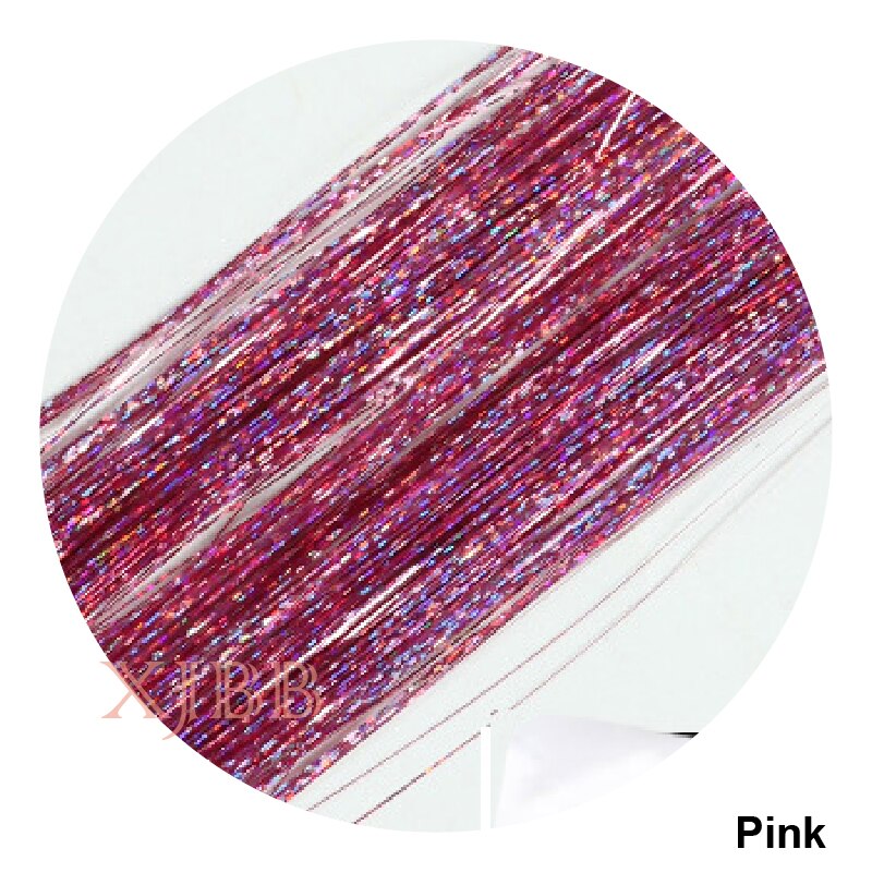 Xjbb syntetisk forlengelse glitter fe hår til jenter lyst på hår glitrende bling bling syntetisk hår glitter til fest: Rosa