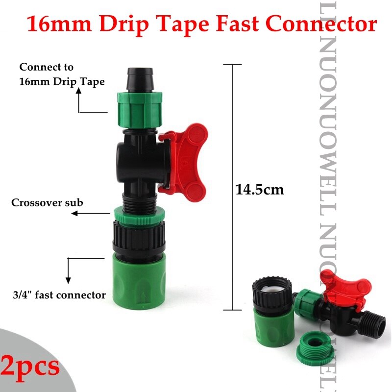 2 Stuks 16Mm Drip Tape Slang Connector Tuin Quick Connector Tuin Water Slang Adapter Connector Slang End Connector: B