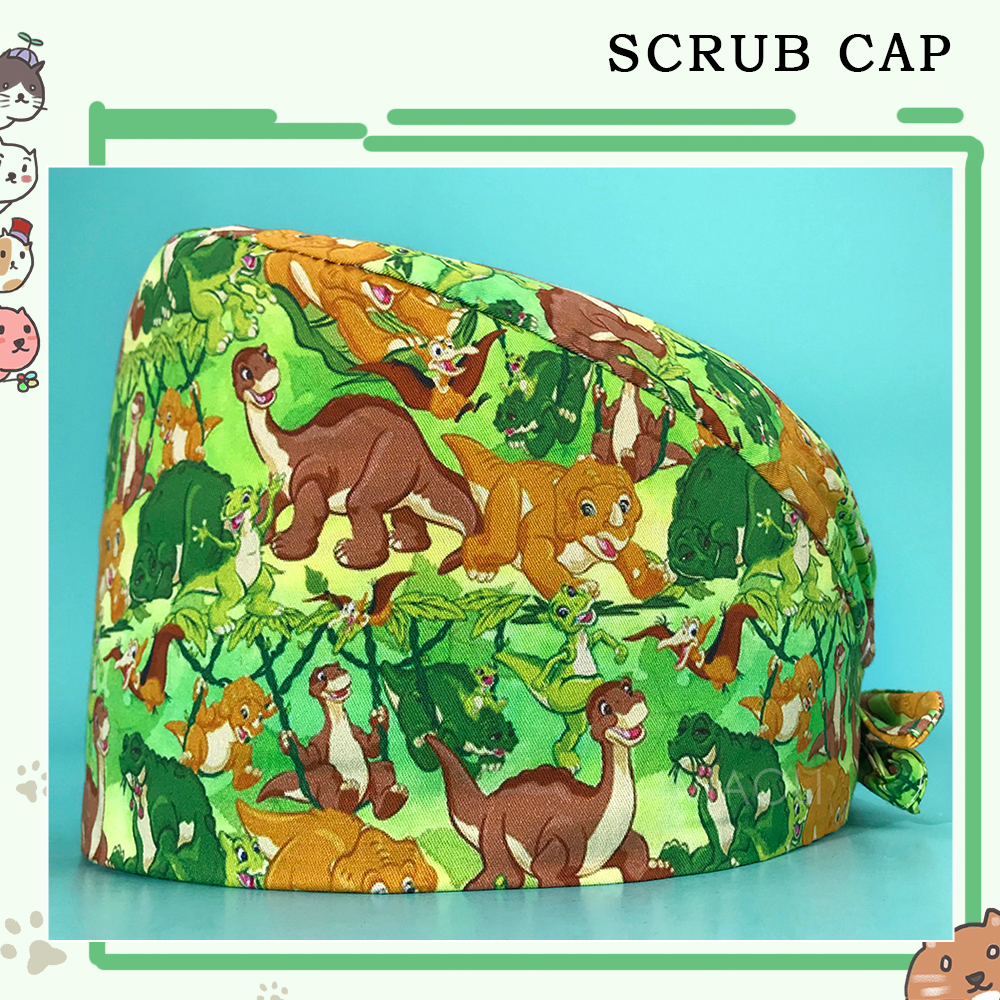 Scrubs Caps Mode Nurse Cap Dier Bedrukt Verstelbare Chirurgische Hoed Ziekenhuis Accessoires Dierenwinkel Werkhoeden: Bruin