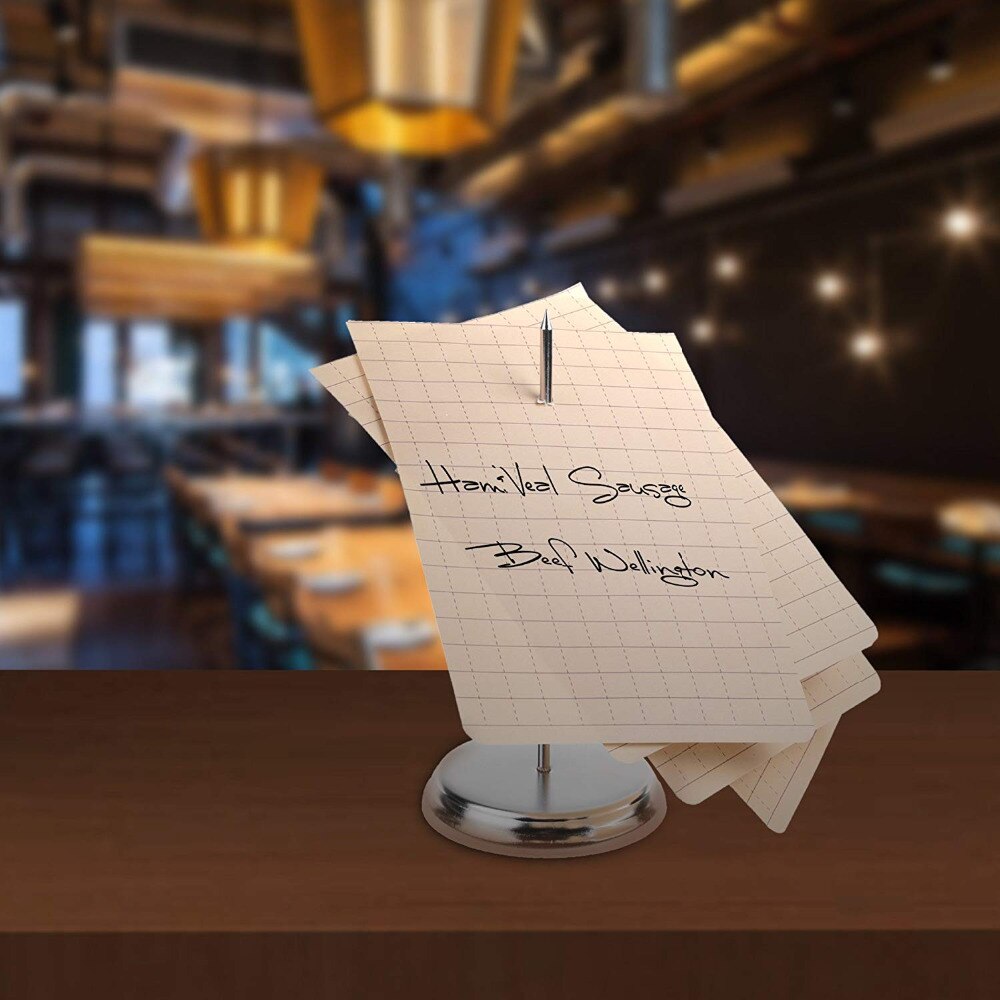 Xrhyy 2 stk sølv farge skrivebord rett stang papirholder pigg pinne kvitteringer sjekk regning gaffel seddel gaffel for restaurant bar kontor
