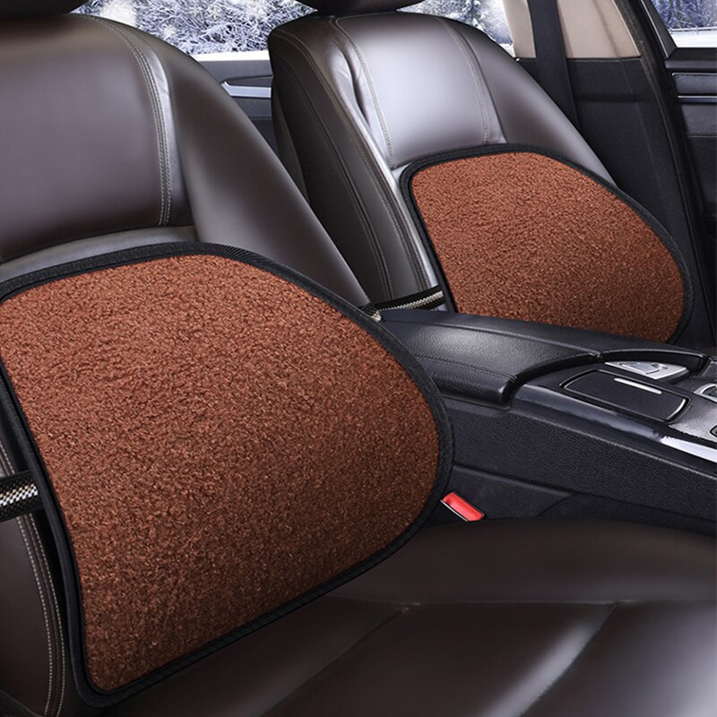 Uniwersalny fotelik samochodowy poduszka robić wsparcia odcinka lędźwiowego pluszowe ciepło masaż talia Podkładka utrzymać ciepło poduszka na krzesło biurowe na samochód poduszka samochodowa: Brązowy
