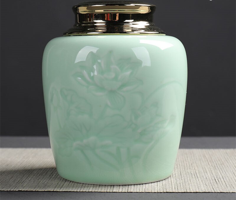 Stor kapacitet keramiske teopbevaringsdåser forseglet gryde til køkken krydderier organisator celadon porcelæn te kaffekrukker tank 9 stile: 03-11.8 x 13.5cm
