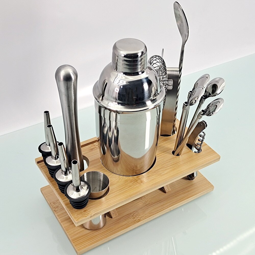 D2 16pcs Rose Gold Cocktail Shaker Kit Mixer Wine Stainless Steel Bars Drink Making Set Bartender Tool Home Party Accessories