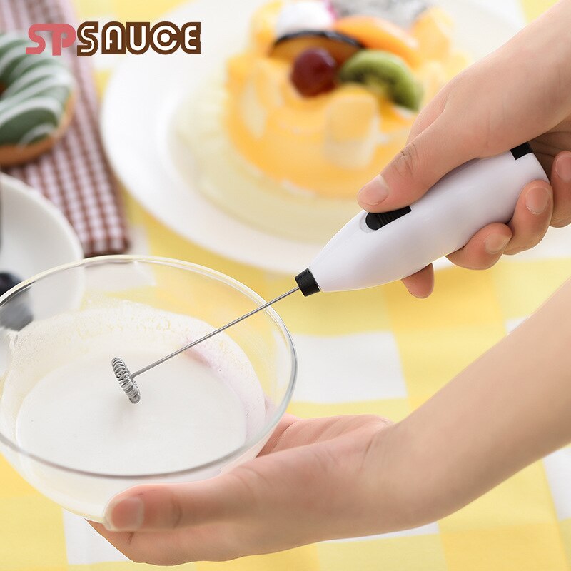 SP SAUCE Egg Beater Electric Household Mini Play nai you ji Bakery Stirrer Egg-breaking Machine Hand-Held: White