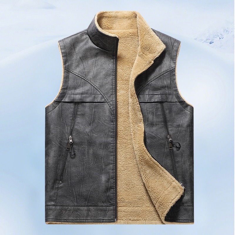 Gilet Polaire Homme - Veste Sans Manches Chaude Automne/Hiver - Vêtement Extérieur Camping Voyage