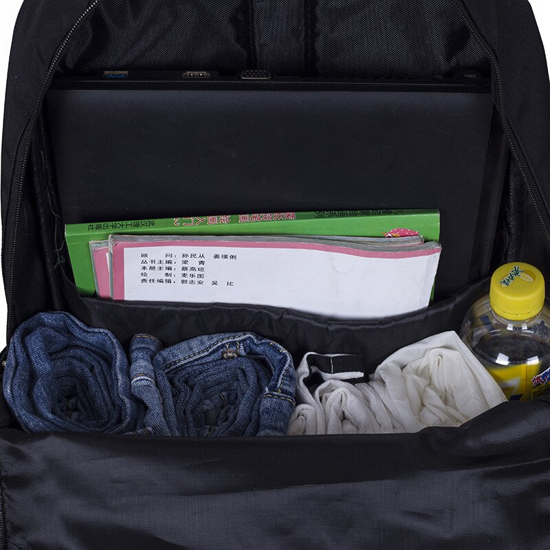 Mochila negra de Nylon de gran capacidad, mochilas escolares para estudiantes de secundaria, para hombres y adolescentes, mochila grande de estilo universitario