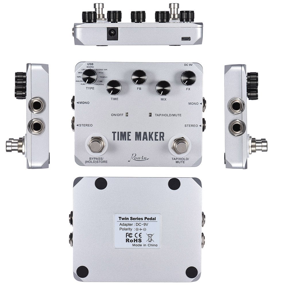 Rowin Time Maker 11 Types of Ultimate Delay Pedal for Guitar Bass with Tap Tempo 3 orders