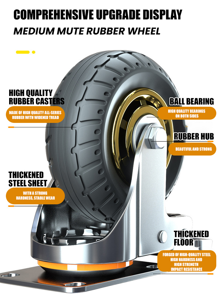 Caster Wheels 3/4/5inches Side Mount Small Rubber Furniture Castors Swivel Cartwheels for Trolley Cabinet