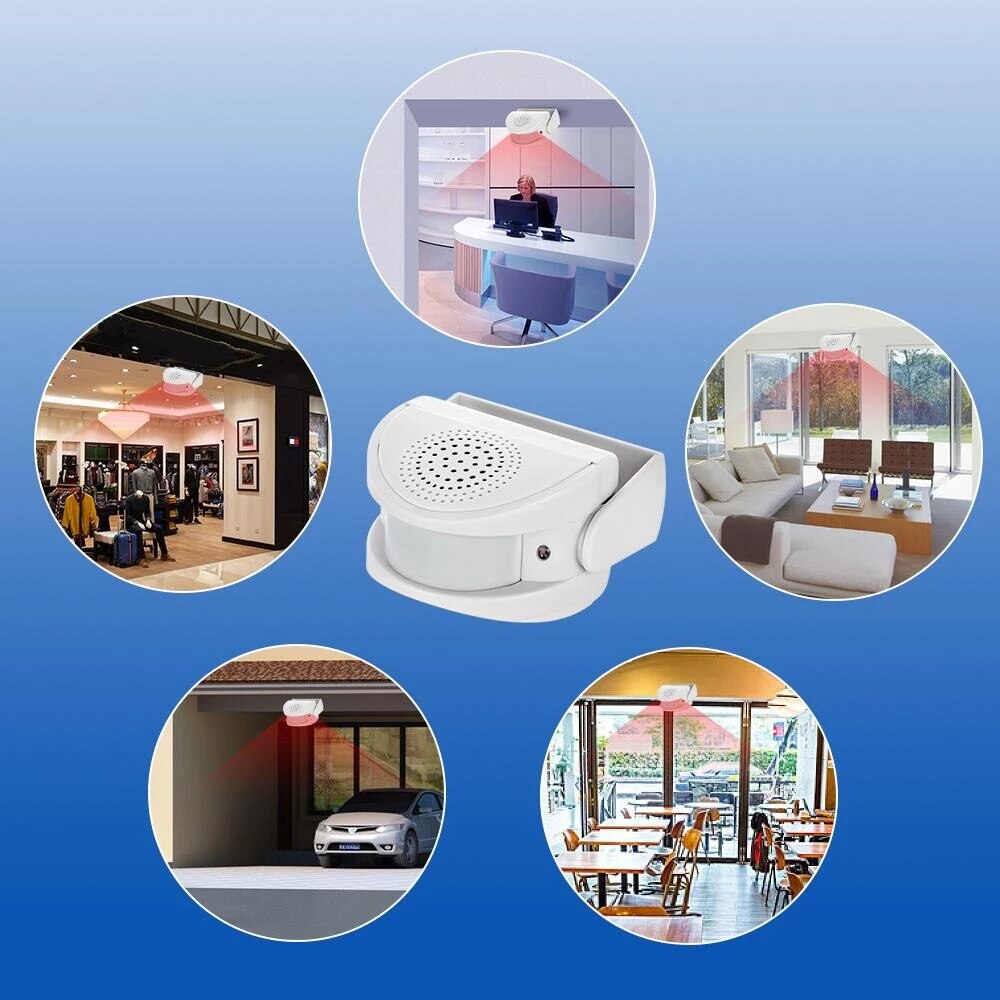 Fuers 32 Songs Wireless Guest Welcome Chime Alarm Door Bell PIR Motion Sensor for Shop Entry Security Protection Alarm Doorbell