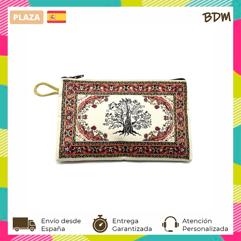 BDM - Monedero turco con cremallera y árbol de la vida, cartera 15,6 x 10 cm