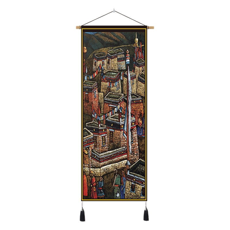 Tibetan Art Hanging Tapestry Velvet Cloth Scroll Painting Wall Pictures Home Tibet Bedroom Art Ethnic Decorative Wall Tapestries: 47x120cm A