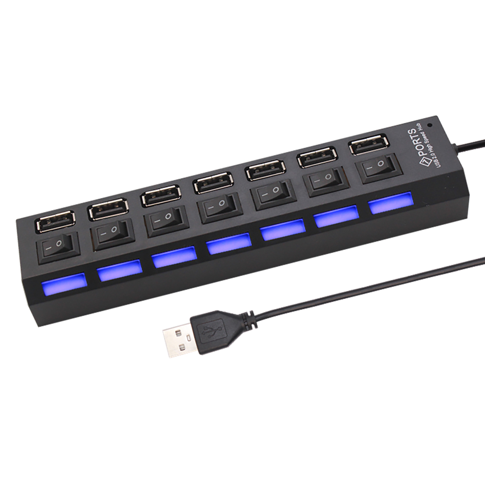 Usb-hub usb-bryter usb-hub 2.0- adapter høyhastighets multi 7- bærere hub usb med av/på bærbar usb-splitter til datamaskin pc bærbar pc: misligholde tittel