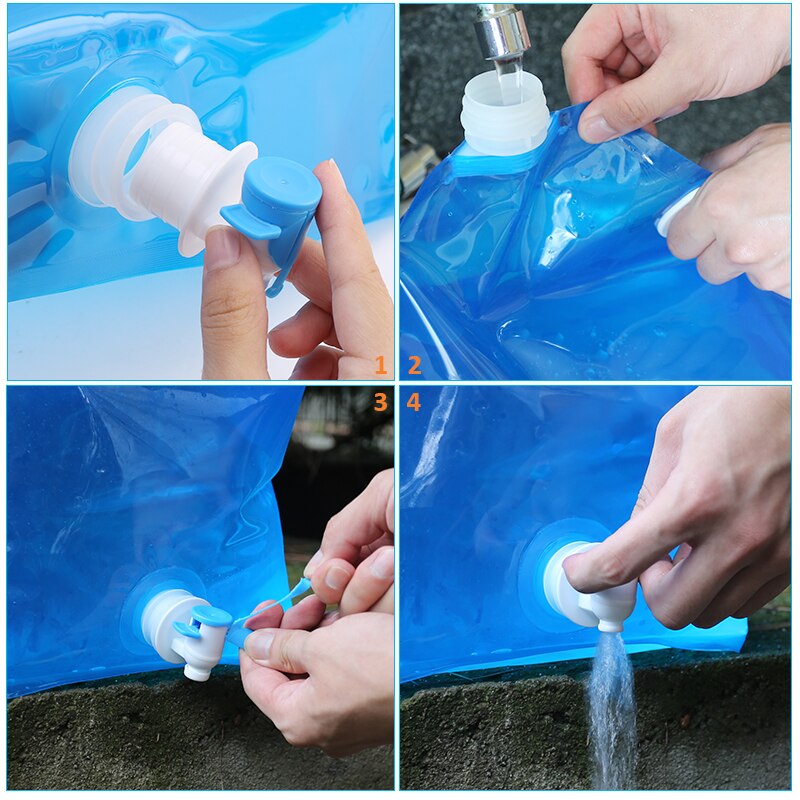 5L/10L Outdoor Water Container Bag With Tap Foldable Portable Drinking Camp Hiking Cooking Picnic BBQ Carrier Car Water Tank