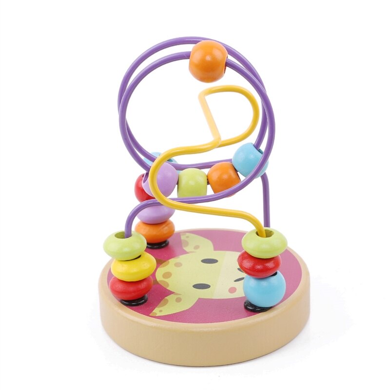 Houten Leuke Cartoon Dier Kind Puzzel Speelgoed Kinderen Kleurrijke Rond Kralen Doolhof Achtbaan Play Game Baby Educatief