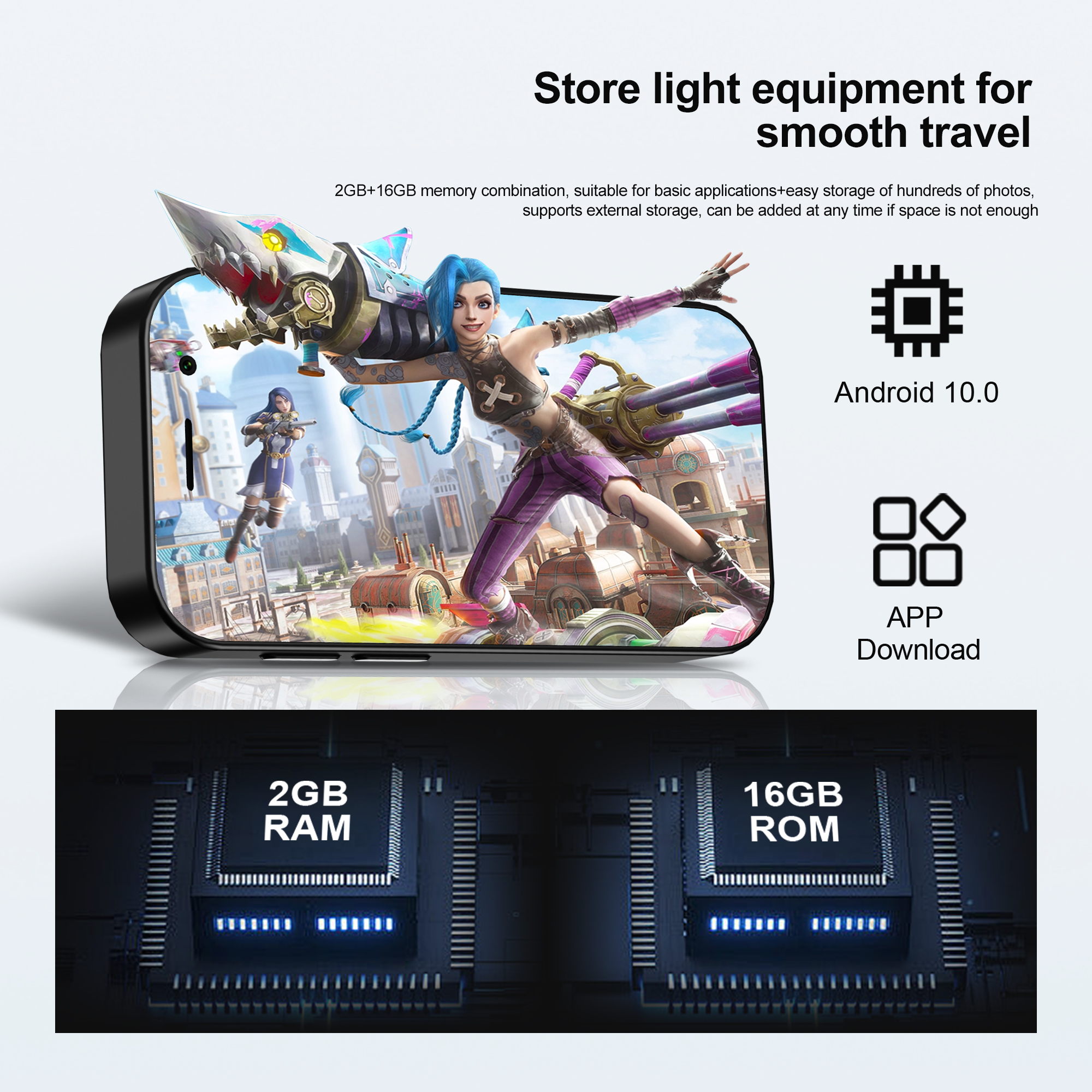 Mini smartphone 3.0 inch scherm android  os 4g lte zaktelefoon 2 simkaarten gezichtsontgrendeling 2gb+16gb wifi google play kleine mobiele telefoon