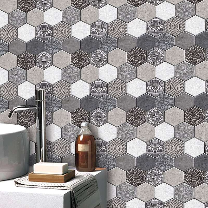 Självhäftande kök backsplash kakel tegel tapet 3d vintage pvc vägg klistermärke paneler för badrum väggar dekor vattentät