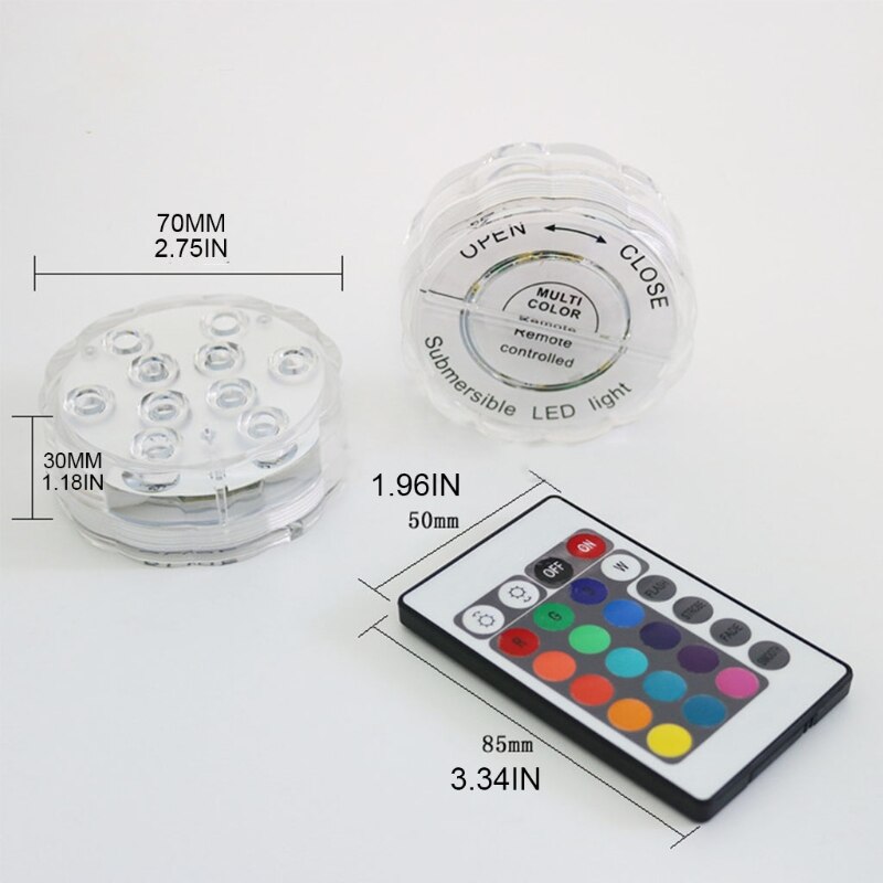 Luces LED sumergibles de buceo a prueba de agua que cambian de Color con Control remoto R9JC