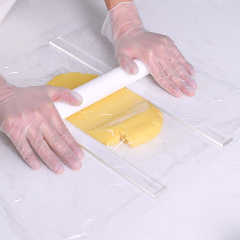 2Pcs Acrylic Biscuit Cake Rolling Tool Balance Ruler Fondant Icing Biscuit Thickness Ruler Biscuit Smoother Baking Accessories