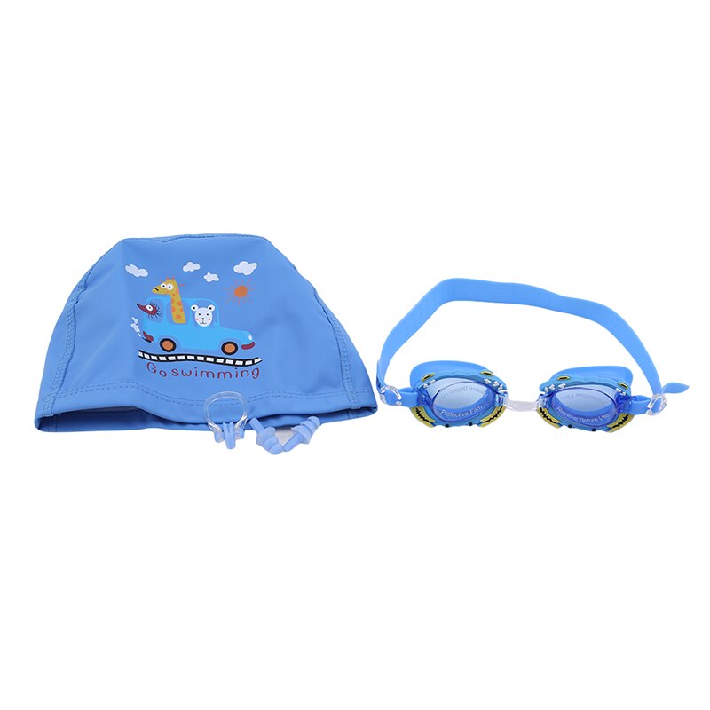 Kinderen Zwemmen Bril Cartoon Kids Zwemmen Caps Ear Plug Professionele Vis Krab Eyewear Arena Waterdichte Zwembril: Blue