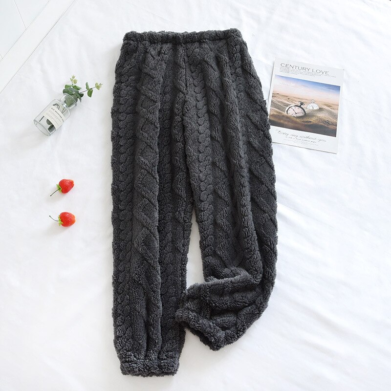 Fdfklak – pantalon de pyjama en flanelle pour femme, vêtement , épais et torsadé, bas de sommeil, ample, décontracté, hiver