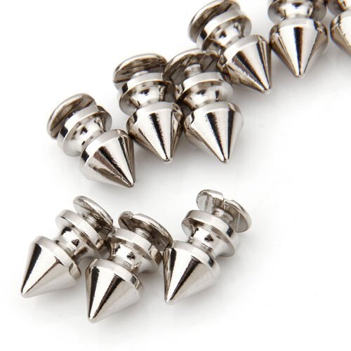 NEUE 10x Kupfer 8*12mm Silber Killernieten Spitz Nieten Punk Ziernieten Schraubnieten