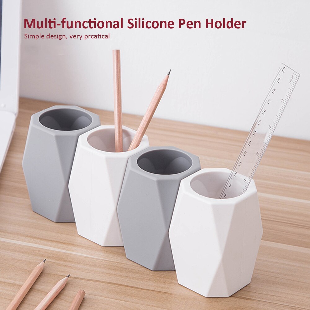 Desk Storage Organizer Silicone Multi-functional Pen Holder Storage Box Desktop Organizer for Office School Stationery Supplies