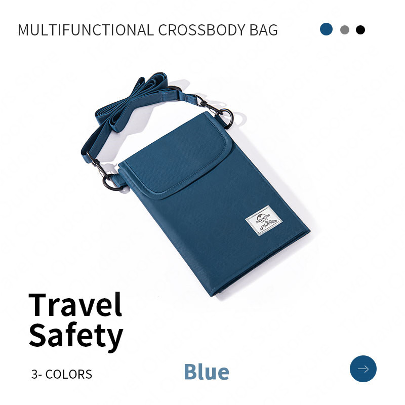 Naturehike Ultralight Outdoor RFID Blocking Anti Theft Travel Bag Multifunctional Wallet Bag Business Passport Ticket Card Waist: Blue