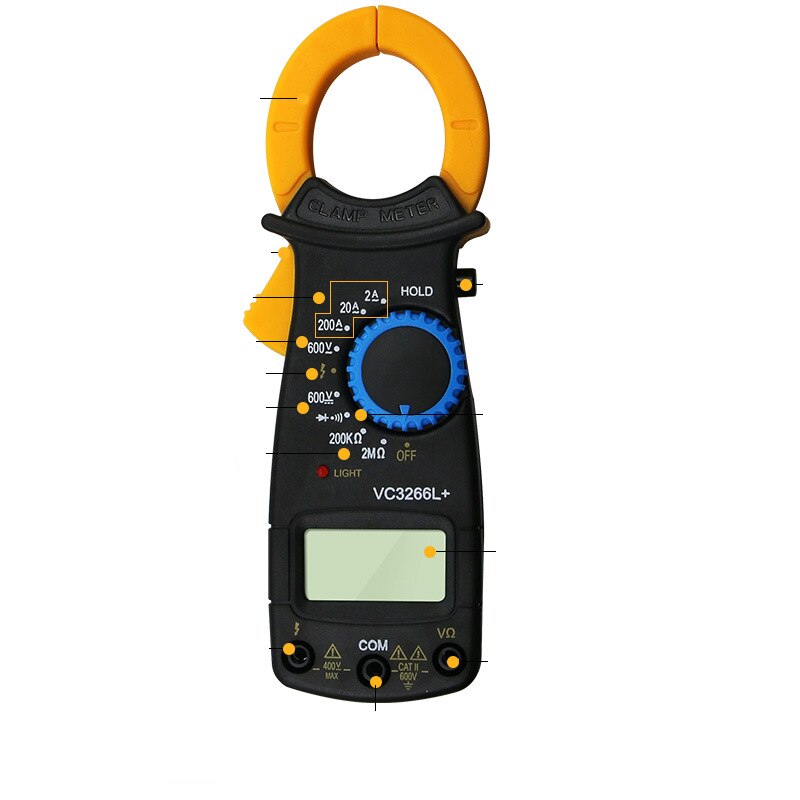 VC3266L LCD Digital Clamp Multimeter AC DC Volt Voltage Amp Ohm Electronic Tester Meter Live Wire Identification DT6
