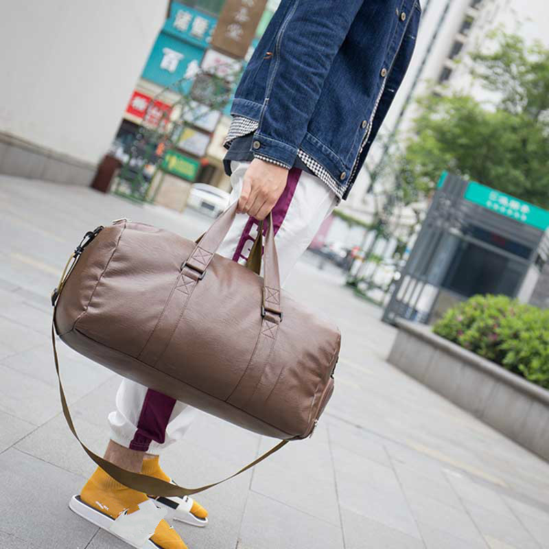 Men Travel Bag Large Duffle Independent Shoes Storage Big Fitness PU Leather Women Handbag Bags Luggage Shoulder Bag