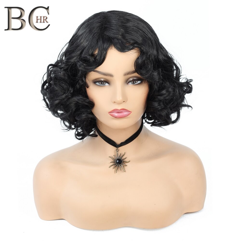 Bchr haar korte synthetische pruiken kinky krullend 1b alleen synthetische pruiken voor vrouwen hittebestendig