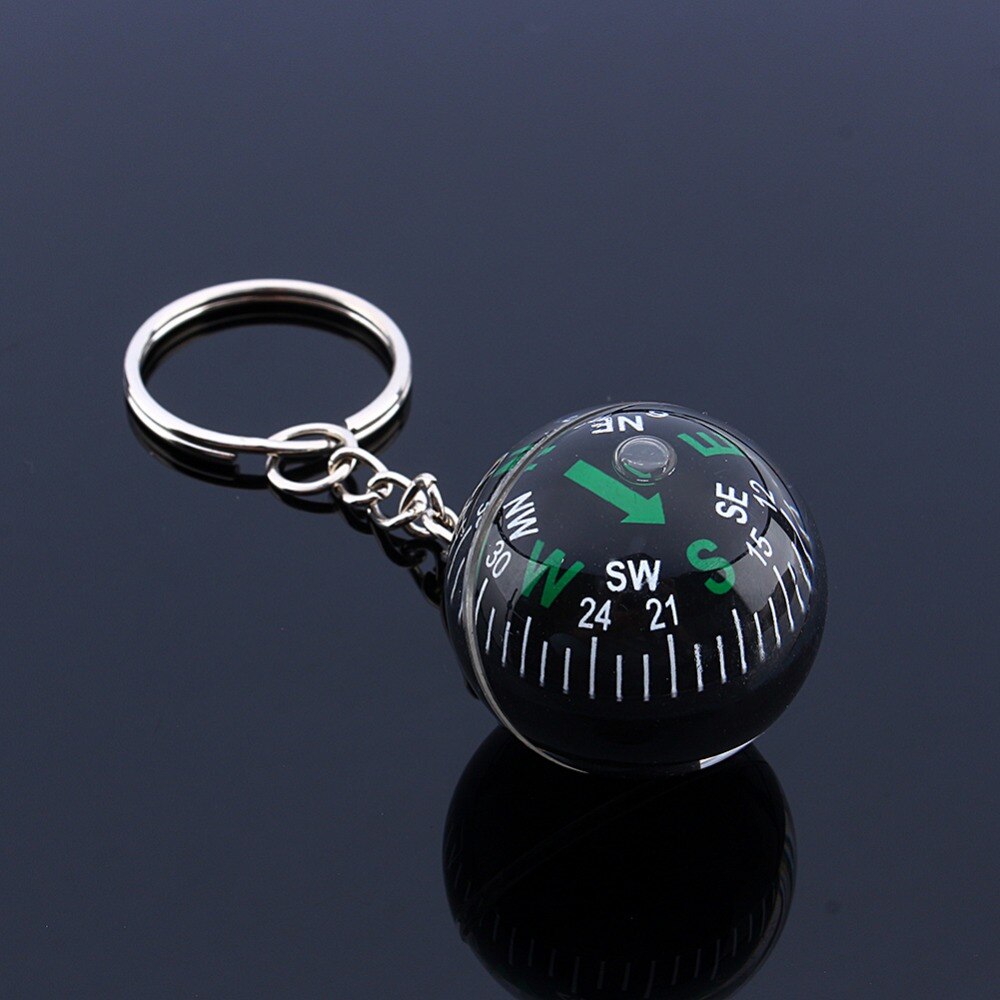 28mm Ball Compass Keychain Liquid Filled Compass Hiking Camping Travel Outdoor Survival Tools Easy Carrying Ring