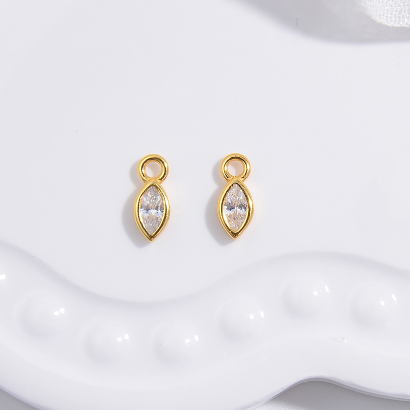 2 uds S925 ojos de plata esterlina Ellispe corazón pequeños dijes DIY collar pendientes para fabricación de joyería accesorios al por mayor SD12: Violeta