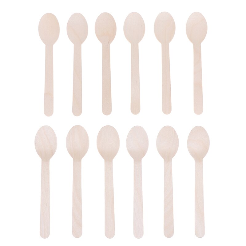 100 Stks/set 160Mm Ijs Lepel Hout Dessert Scoop Westerse Bruiloft Servies Keuken Tool Mini Wegwerp Houten Lepel